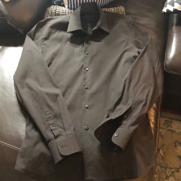 Prada Brown Men’s Stretch Poplin Size 16 neck/41 - Picture 4 of 7